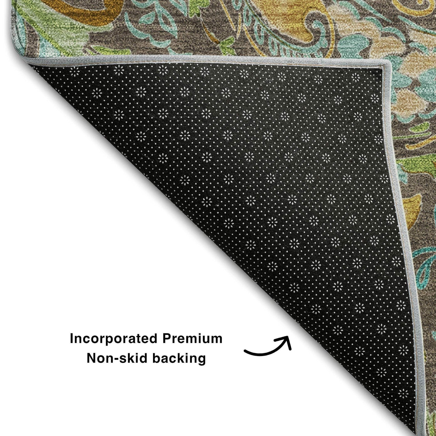 9' X 12' Chocolate Blue And Green Paisley Washable Area Rug With UV Protection - HomeRoots - Flyclothing LLC