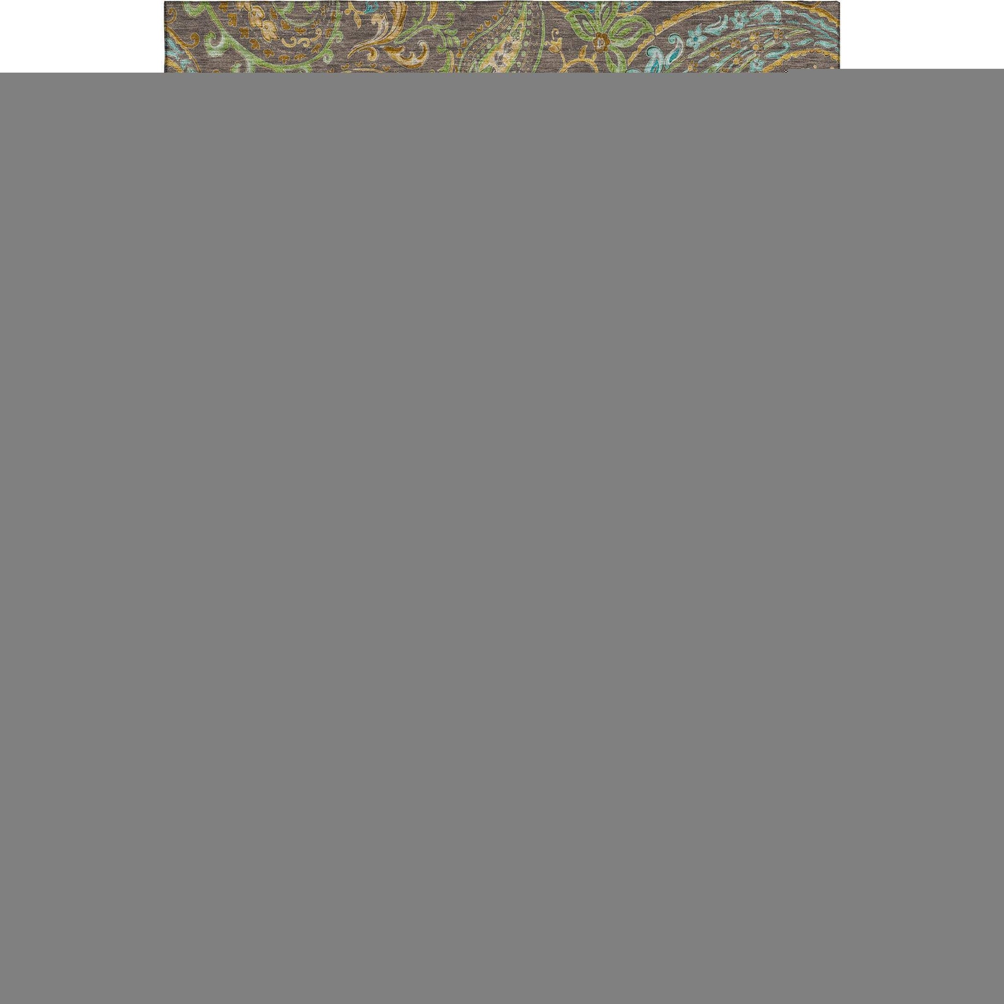 10' X 14' Chocolate Blue And Green Paisley Washable Area Rug With UV Protection - HomeRoots - Flyclothing LLC