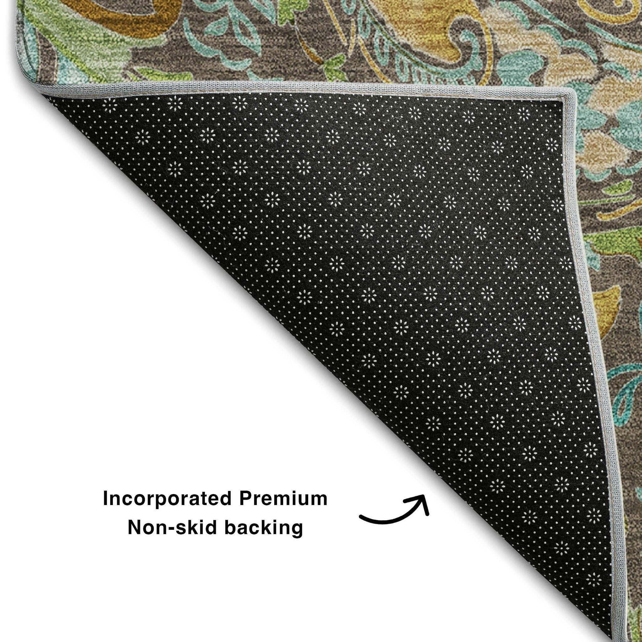 10' X 14' Chocolate Blue And Green Paisley Washable Area Rug With UV Protection - HomeRoots - Flyclothing LLC