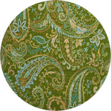 8' Green And Blue Paisley Washable Round Rug With UV Protection - HomeRoots - Flyclothing LLC