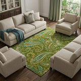 8' X 10' Green And Blue Paisley Washable Area Rug With UV Protection - HomeRoots - Flyclothing LLC