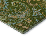 9' X 12' Green And Blue Paisley Distressed Washable Area Rug With UV Protection - HomeRoots - Flyclothing LLC