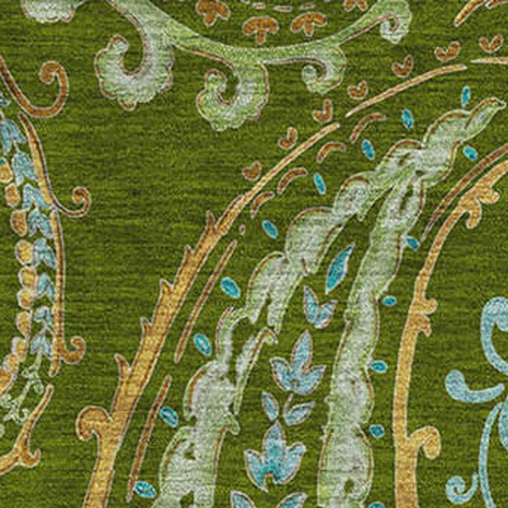 10' X 14' Green And Blue Paisley Washable Area Rug With UV Protection - HomeRoots - Flyclothing LLC