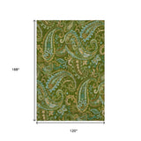 10' X 14' Green And Blue Paisley Washable Area Rug With UV Protection - HomeRoots - Flyclothing LLC