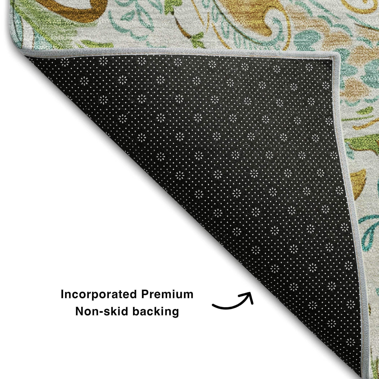 5' X 8' Ivory Blue And Green Paisley Distressed Washable Area Rug With UV Protection - HomeRoots - Flyclothing LLC