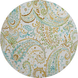 8' Ivory Blue And Green Paisley Distressed Washable Round Rug With UV Protection - HomeRoots - Flyclothing LLC