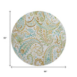 8' Ivory Blue And Green Paisley Distressed Washable Round Rug With UV Protection - HomeRoots - Flyclothing LLC