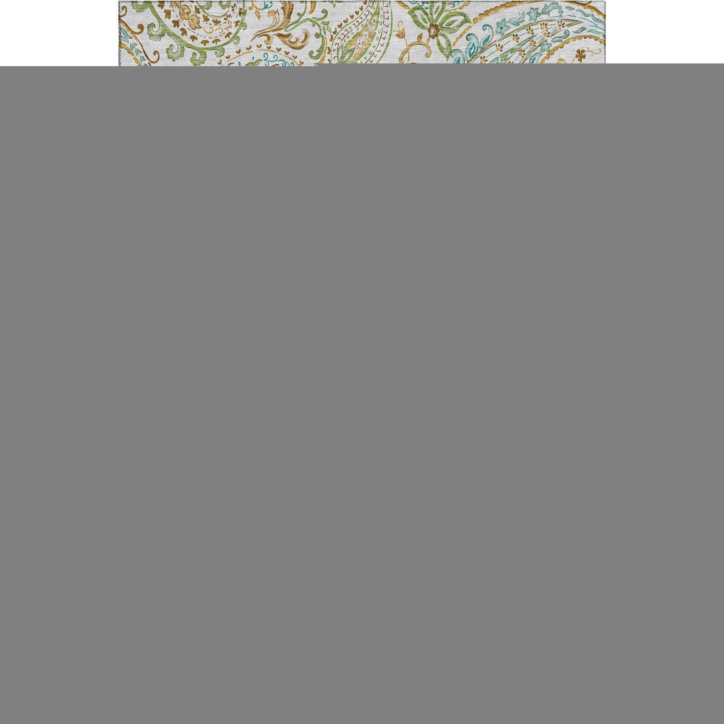8' X 10' Ivory Blue And Green Paisley Washable Area Rug With UV Protection - HomeRoots - Flyclothing LLC