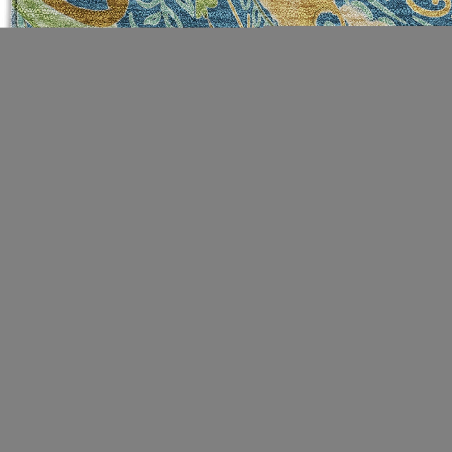 8' Navy Blue Green And Gold Paisley Distressed Washable Round Rug With UV Protection - HomeRoots - Flyclothing LLC