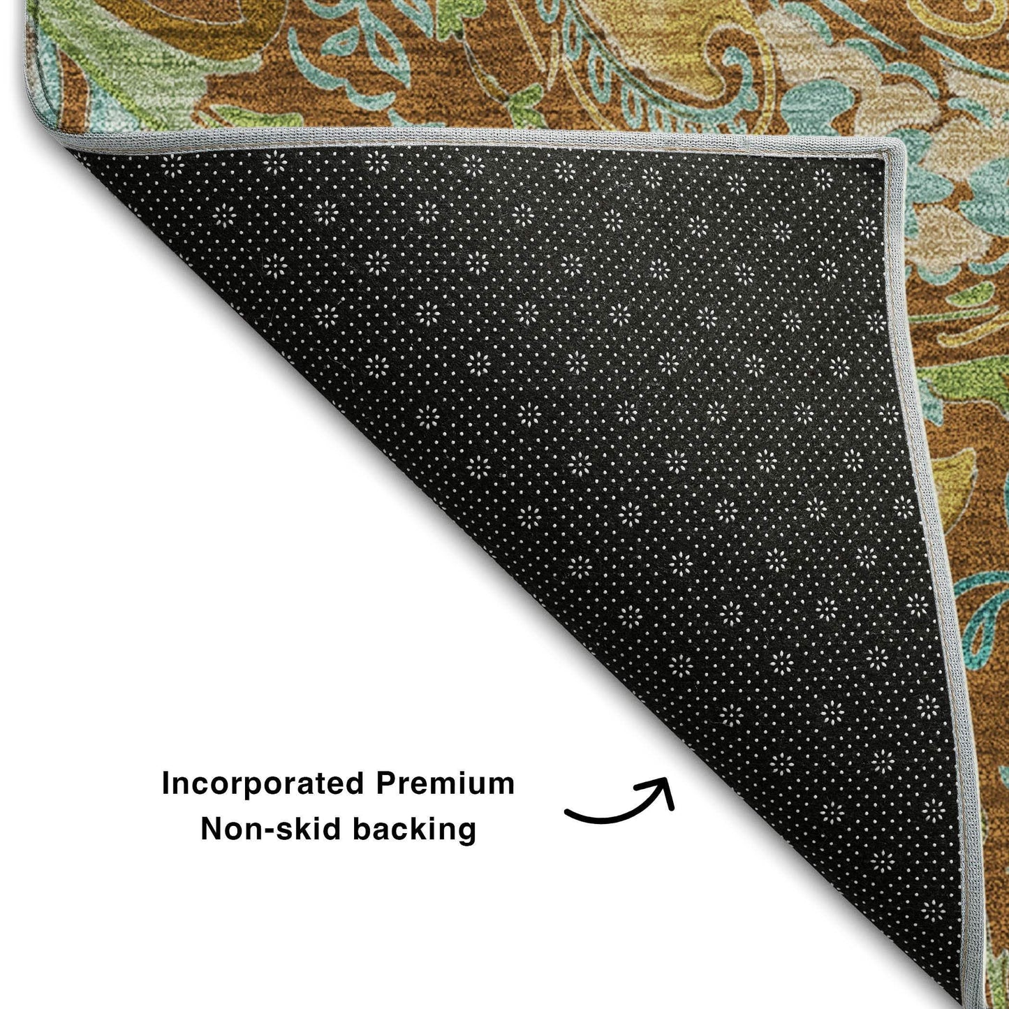 5' X 8' Rust Blue And Green Paisley Washable Area Rug With UV Protection - HomeRoots - Flyclothing LLC