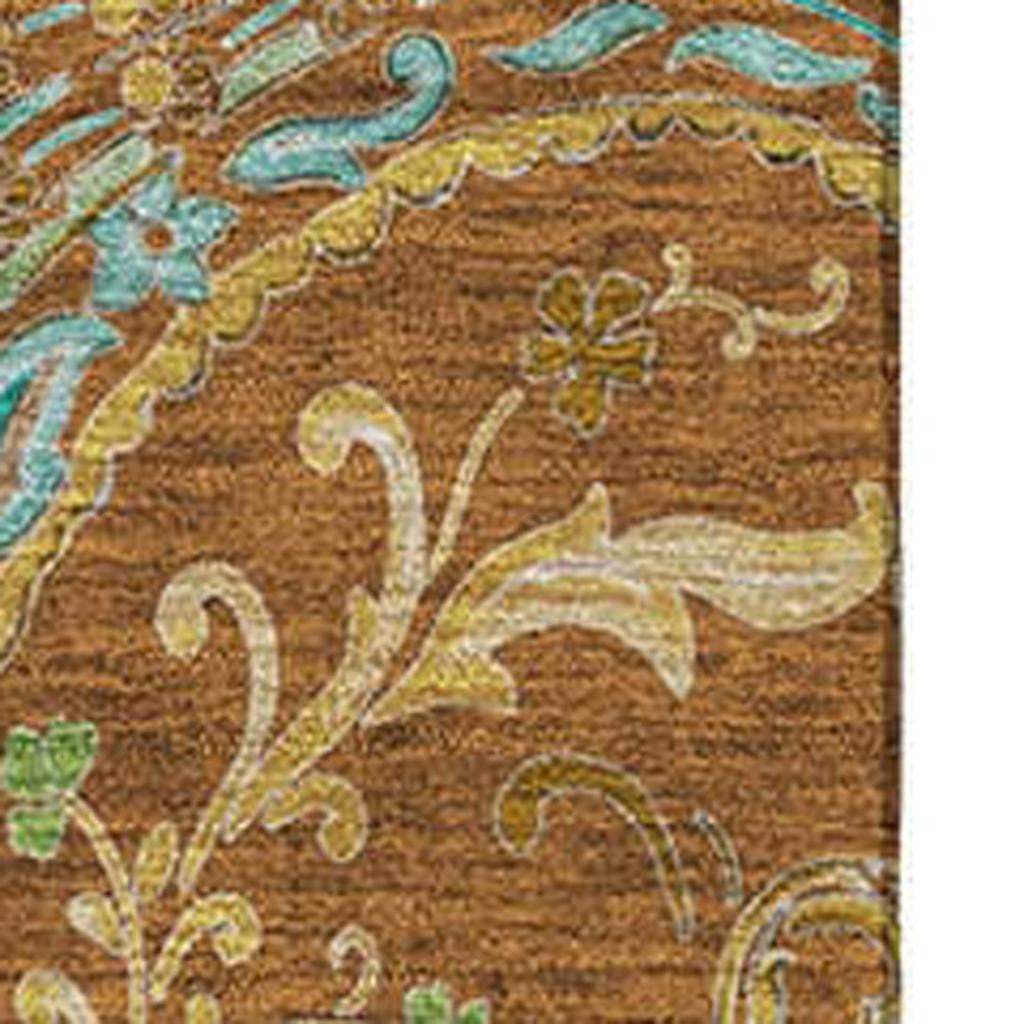 5' X 8' Rust Blue And Green Paisley Washable Area Rug With UV Protection - HomeRoots - Flyclothing LLC