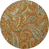 8' Rust Blue And Green Paisley Washable Round Rug With UV Protection - HomeRoots - Flyclothing LLC
