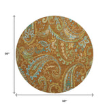 8' Rust Blue And Green Paisley Washable Round Rug With UV Protection - HomeRoots - Flyclothing LLC