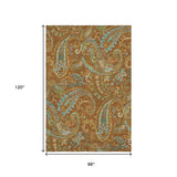 8' X 10' Rust Blue And Green Paisley Washable Area Rug With UV Protection - HomeRoots - Flyclothing LLC