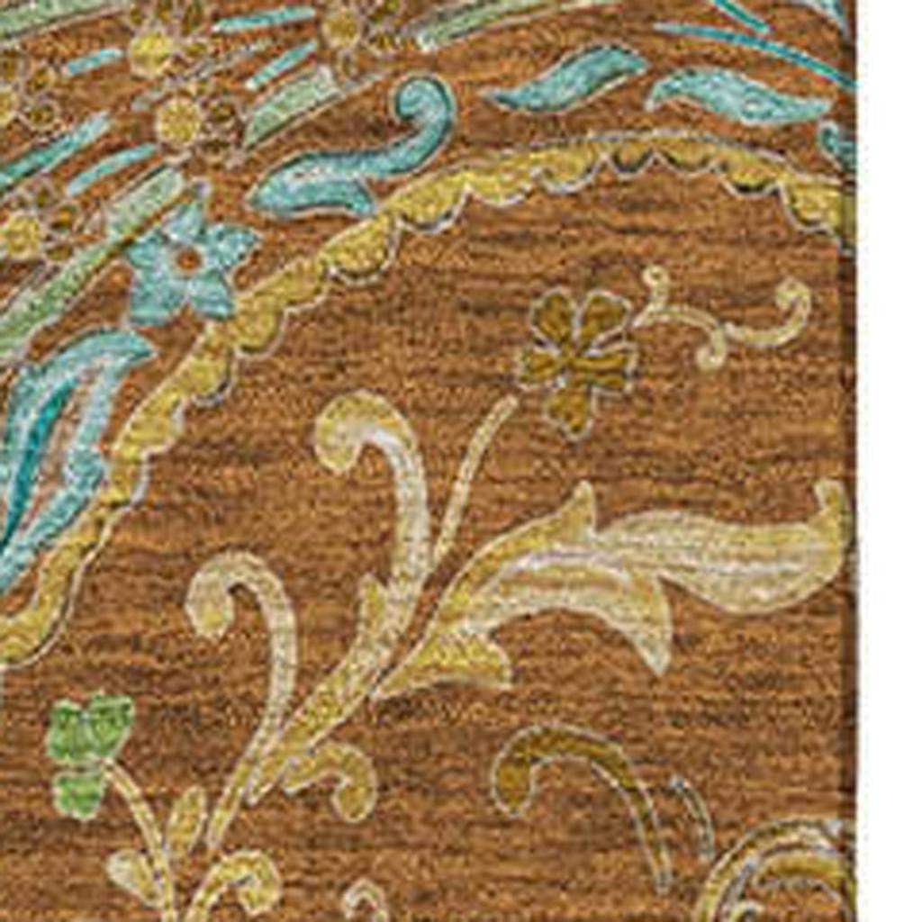 9' X 12' Rust Blue And Green Paisley Washable Area Rug With UV Protection - HomeRoots - Flyclothing LLC