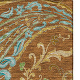 9' X 12' Rust Blue And Green Paisley Washable Area Rug With UV Protection - HomeRoots - Flyclothing LLC