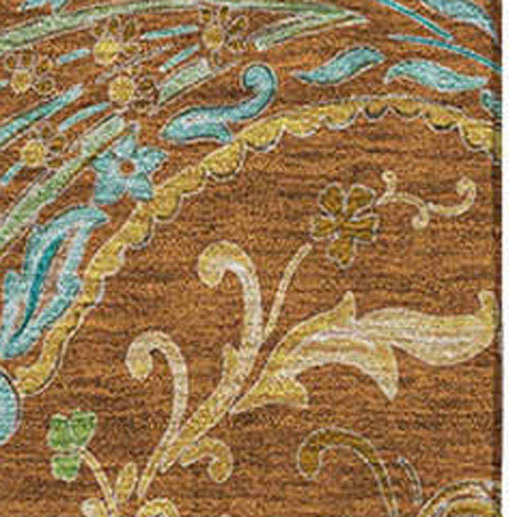 10' X 14' Rust Blue And Green Paisley Washable Area Rug With UV Protection - HomeRoots - Flyclothing LLC