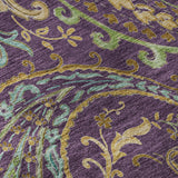 3' X 5' Purple Green And Blue Paisley Distressed Washable Area Rug With UV Protection - HomeRoots - Flyclothing LLC