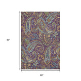 5' X 8' Purple Green And Blue Paisley Washable Area Rug With UV Protection - HomeRoots - Flyclothing LLC