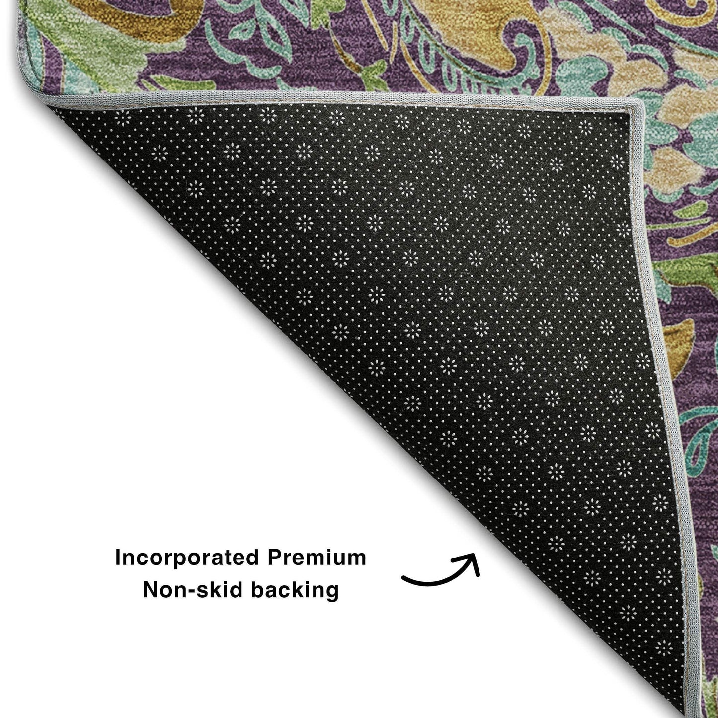 5' X 8' Purple Green And Blue Paisley Washable Area Rug With UV Protection - HomeRoots - Flyclothing LLC