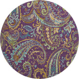 8' Purple Green And Blue Paisley Washable Round Rug With UV Protection - HomeRoots - Flyclothing LLC