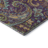 8' Purple Green And Blue Paisley Washable Round Rug With UV Protection - HomeRoots - Flyclothing LLC