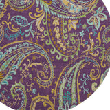8' Purple Green And Blue Paisley Washable Round Rug With UV Protection - HomeRoots - Flyclothing LLC