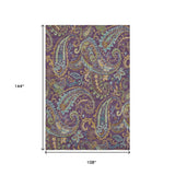 9' X 12' Purple Green And Blue Paisley Washable Area Rug With UV Protection - HomeRoots - Flyclothing LLC
