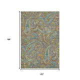 10' X 14' Taupe Green And Blue Paisley Washable Area Rug With UV Protection - HomeRoots - Flyclothing LLC