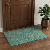 3' X 5' Teal Green And Gold Paisley Washable Area Rug With UV Protection - HomeRoots - Flyclothing LLC