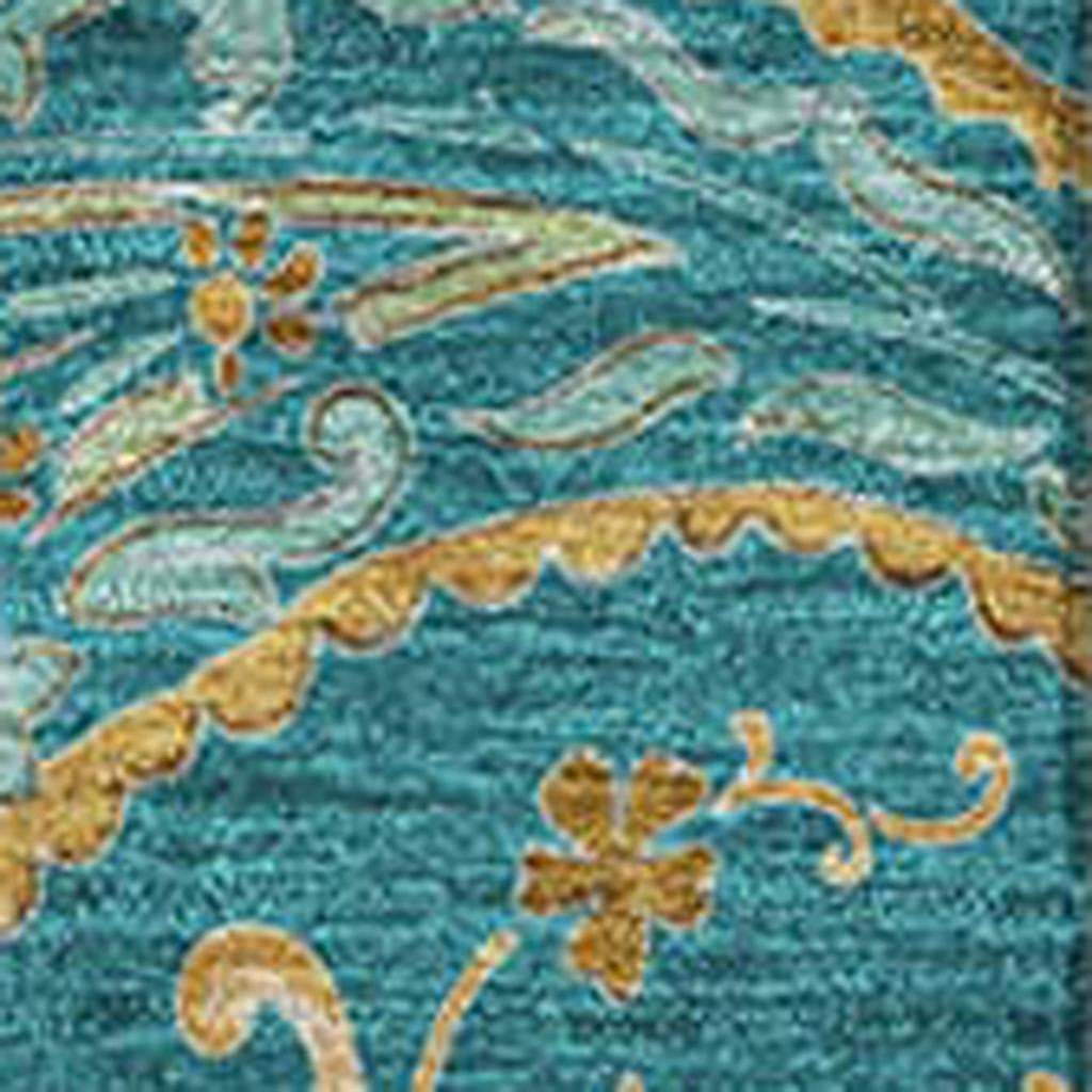 3' X 5' Teal Green And Gold Paisley Washable Area Rug With UV Protection - HomeRoots - Flyclothing LLC