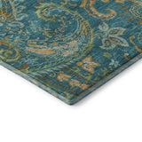 5' X 8' Teal Green And Gold Paisley Washable Area Rug With UV Protection - HomeRoots - Flyclothing LLC