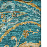 9' X 12' Teal Green And Gold Paisley Distressed Washable Area Rug With UV Protection - HomeRoots - Flyclothing LLC