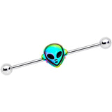14G Iridescent Alien Face Industrial Barbell 38mm - BodyCandy - Flyclothing LLC