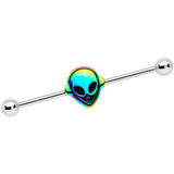 14G Iridescent Alien Face Industrial Barbell 38mm - BodyCandy - Flyclothing LLC