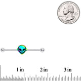 14G Iridescent Alien Face Industrial Barbell 38mm - BodyCandy - Flyclothing LLC
