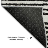 3' X 5' Black And Ivory Geometric Distressed Washable Area Rug With UV Protection - HomeRoots - Flyclothing LLC