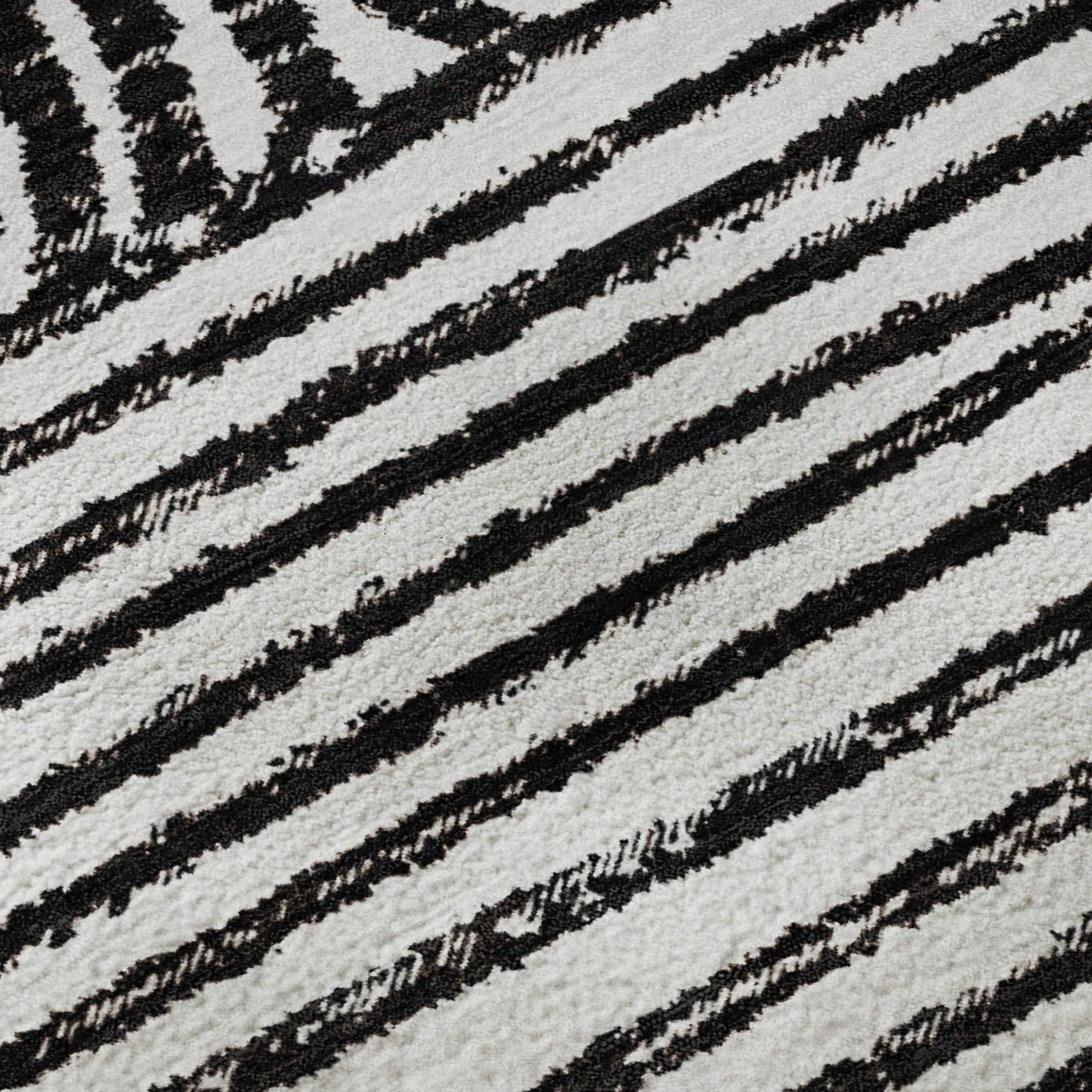 3' X 5' Black And Ivory Geometric Distressed Washable Area Rug With UV Protection - HomeRoots - Flyclothing LLC