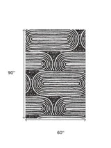 5' X 8' Black And Ivory Geometric Distressed Washable Area Rug With UV Protection - HomeRoots - Flyclothing LLC