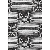 5' X 8' Black And Ivory Geometric Distressed Washable Area Rug With UV Protection - HomeRoots - Flyclothing LLC