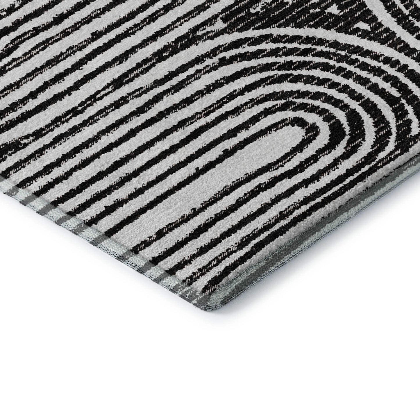 8' Black And Ivory Geometric Distressed Washable Round Rug With UV Protection - HomeRoots - Flyclothing LLC