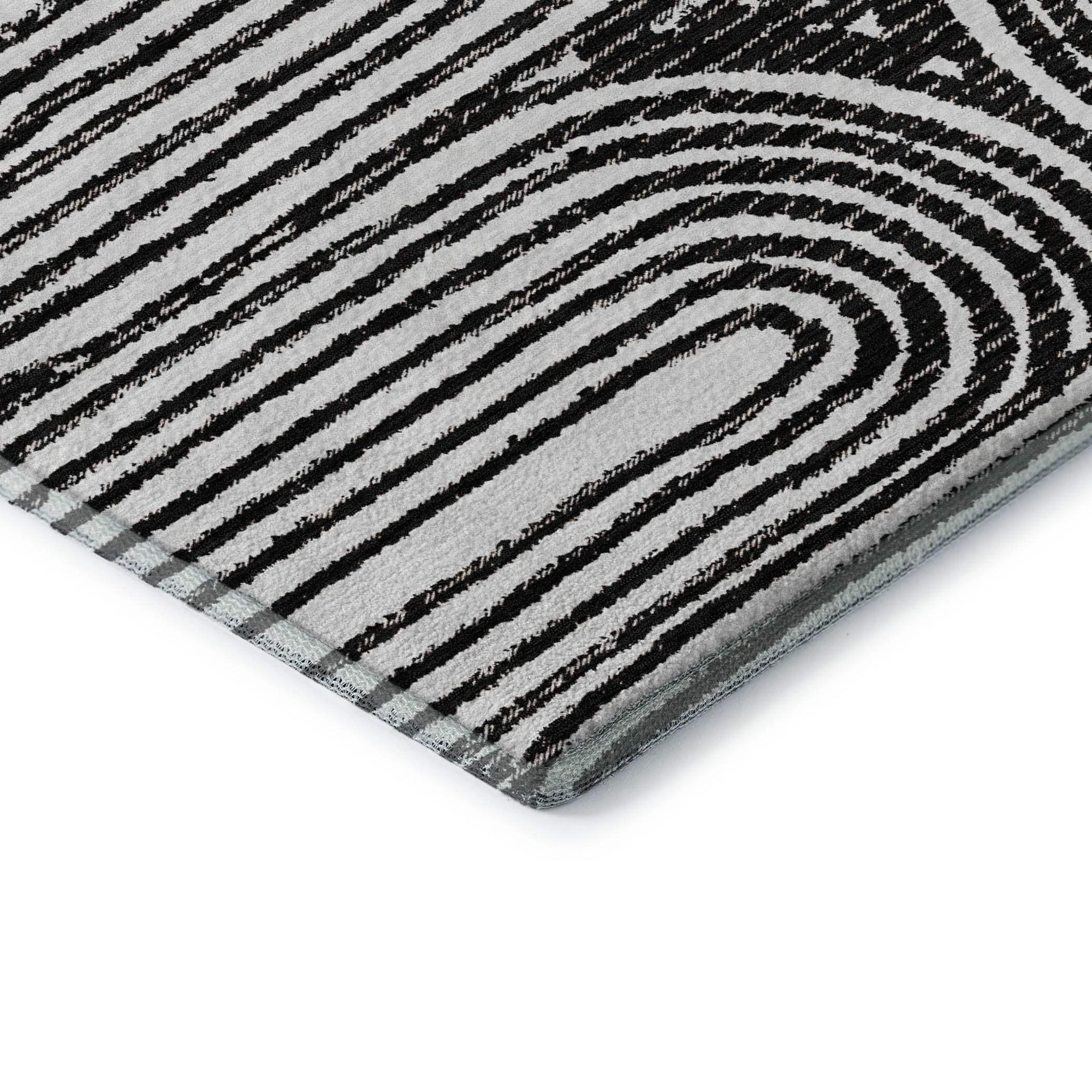8' Black And Ivory Geometric Distressed Washable Round Rug With UV Protection - HomeRoots - Flyclothing LLC