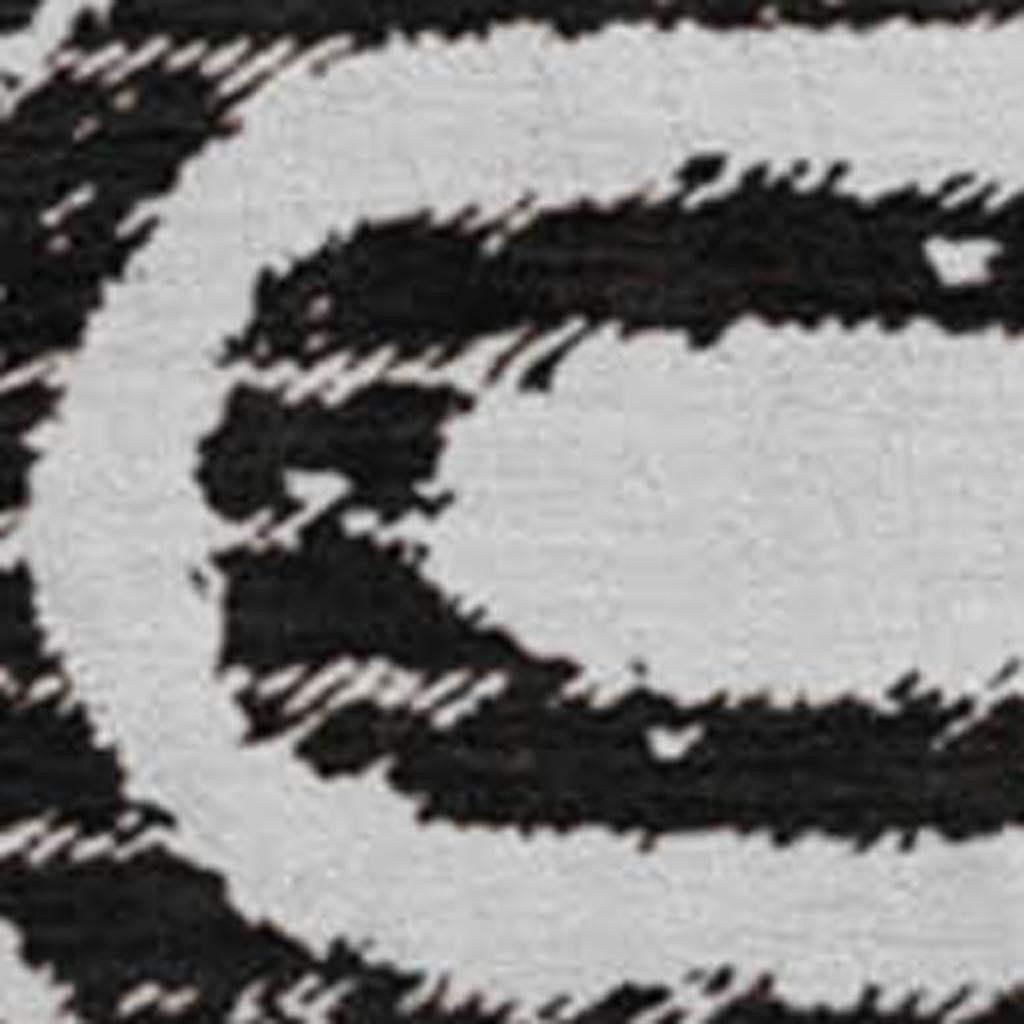 8' Black And Ivory Geometric Distressed Washable Round Rug With UV Protection - HomeRoots - Flyclothing LLC