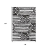 9' X 12' Black And Ivory Geometric Distressed Washable Area Rug With UV Protection - HomeRoots - Flyclothing LLC
