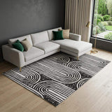 9' X 12' Black And Ivory Geometric Distressed Washable Area Rug With UV Protection - HomeRoots - Flyclothing LLC