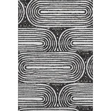 9' X 12' Black And Ivory Geometric Distressed Washable Area Rug With UV Protection - HomeRoots - Flyclothing LLC