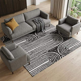 10' X 14' Black And Ivory Geometric Distressed Washable Area Rug With UV Protection - HomeRoots - Flyclothing LLC