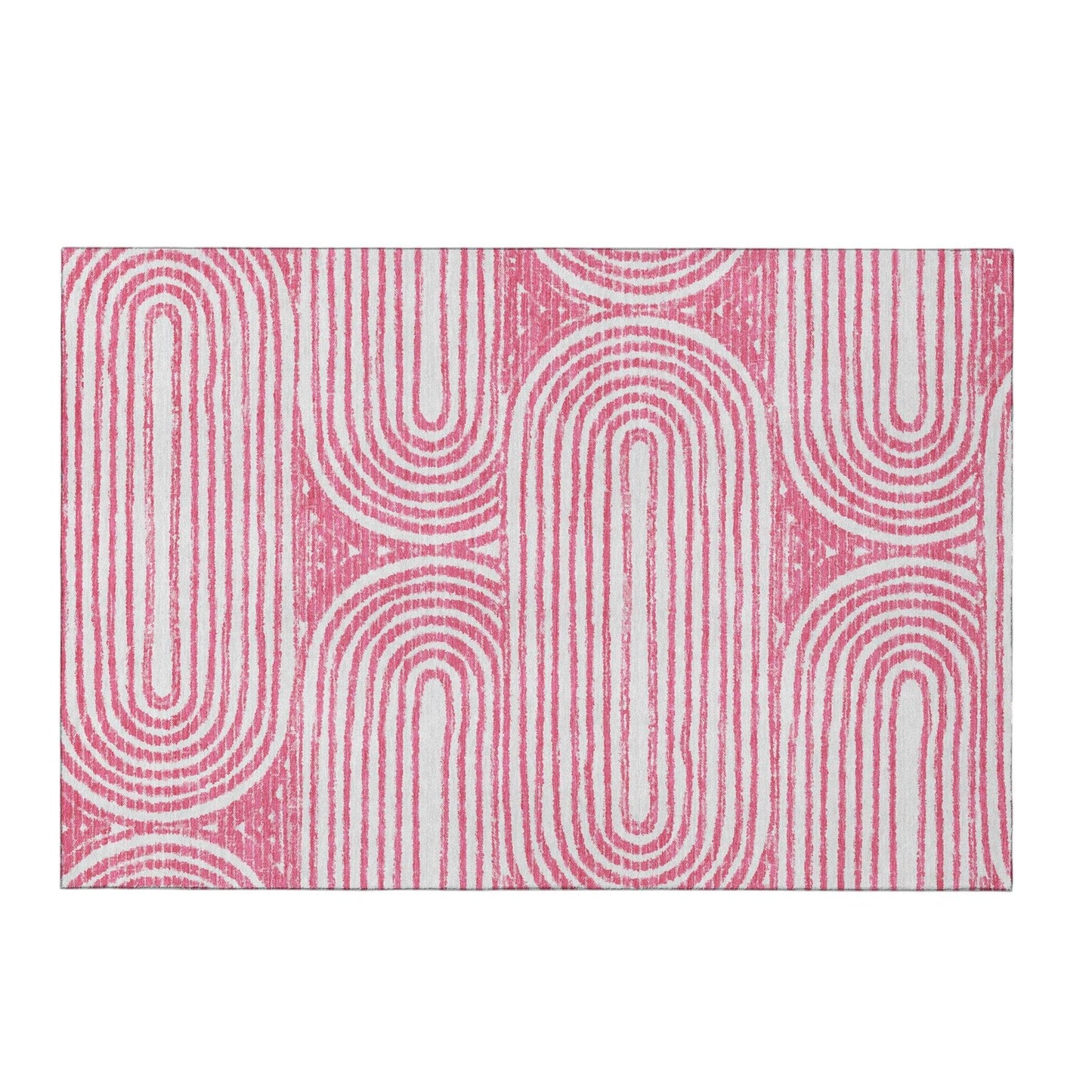 3' X 5' Blush And Ivory Geometric Distressed Washable Area Rug With UV Protection - HomeRoots - Flyclothing LLC