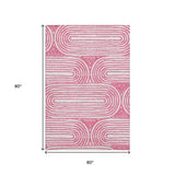 5' X 8' Blush And Ivory Geometric Distressed Washable Area Rug With UV Protection - HomeRoots - Flyclothing LLC