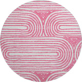 8' Blush And Ivory Geometric Distressed Washable Round Rug With UV Protection - HomeRoots - Flyclothing LLC